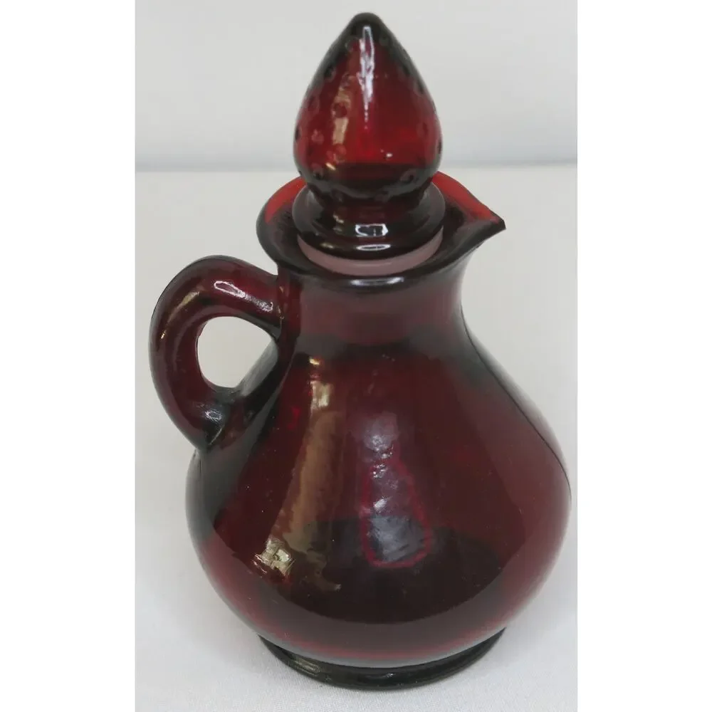 Vintage AVON Cape Cod Ruby Red Glass Cruet Creamer Strawberry Cranberry Retro